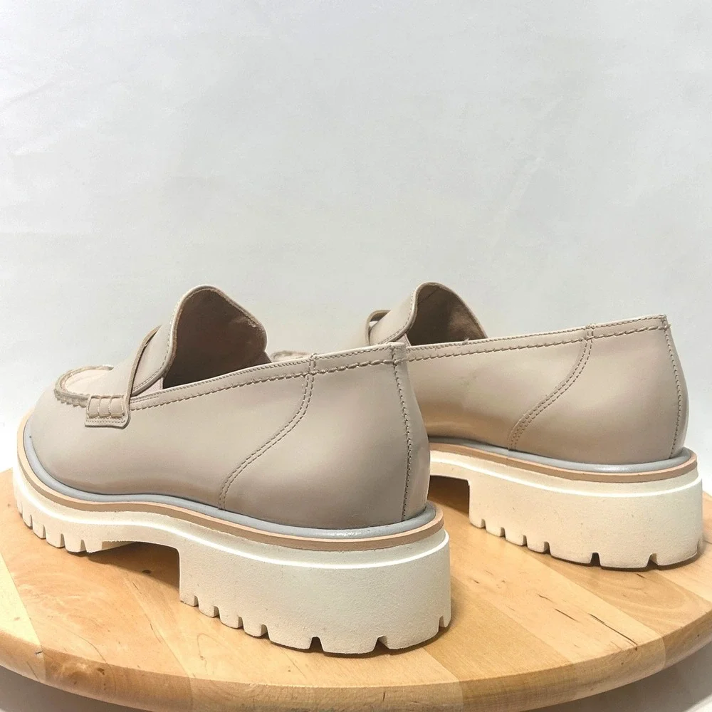 Paul Green Lillian Penny Leather Biscuit Brushed Almond Toe Loafers - Size 7.5
